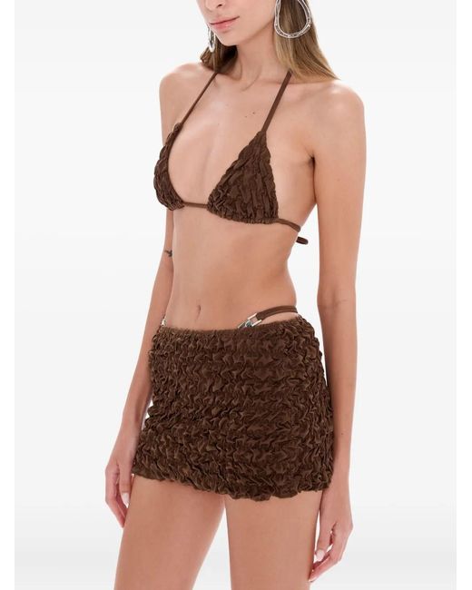 Selia Richwood Brown Lia Ruffled Chain Mini Beach Skirt