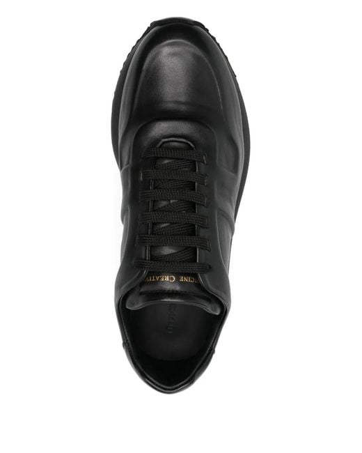 Officine Creative Black Panelled Leather Sneakers for men