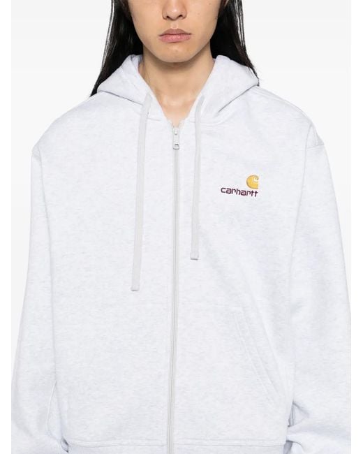 Carhartt White Logo-Embroidered Hoodie for men