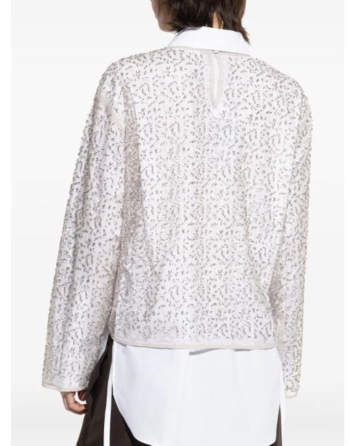 Samsøe & Samsøe White Samally Beaded-Detail Top