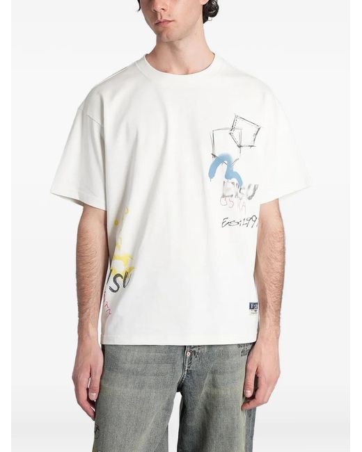 Evisu White Graffiti-Print T-Shirt for men