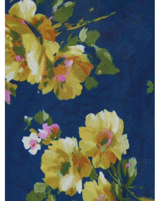 LaDoubleJ Blue Floral-Print Cape-Sleeve Maxi Dress