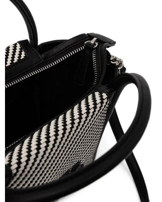 Karl Lagerfeld Black Woven-Design Logo-Patch Tote Bag