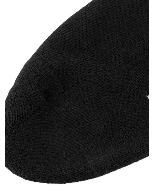 Evisu Black Seagull-Embroidered Logo Socks