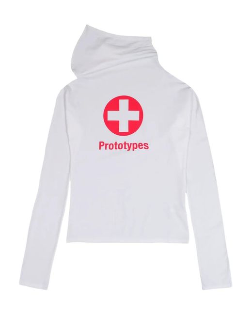 PROTOTYPES White Logo-Print Hoodie
