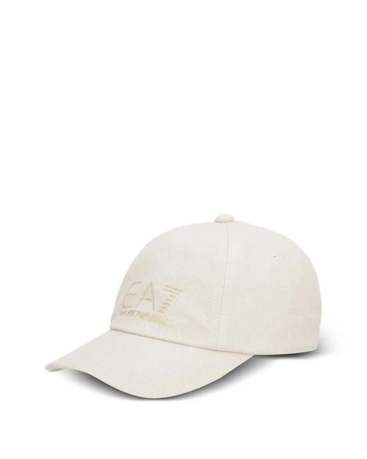 EA7 White Crystal-Embellished Logo-Print Cap