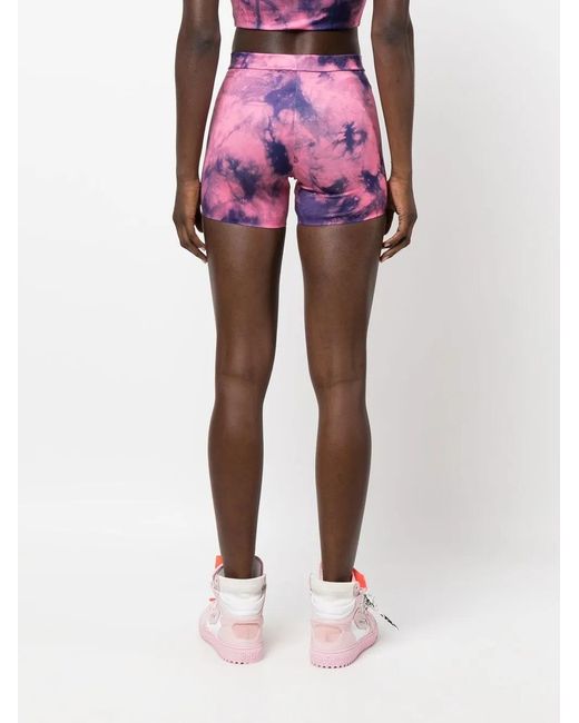 Off-White c/o Virgil Abloh Pink Logo-Print Tie-Dye Shorts