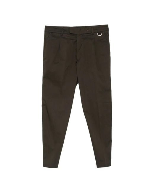 Low Brand Gray Pleated D-Ring Trousers for men