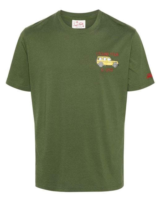 T-shirt en coton à logo brodé Mc2 Saint Barth pour homme en coloris Green
