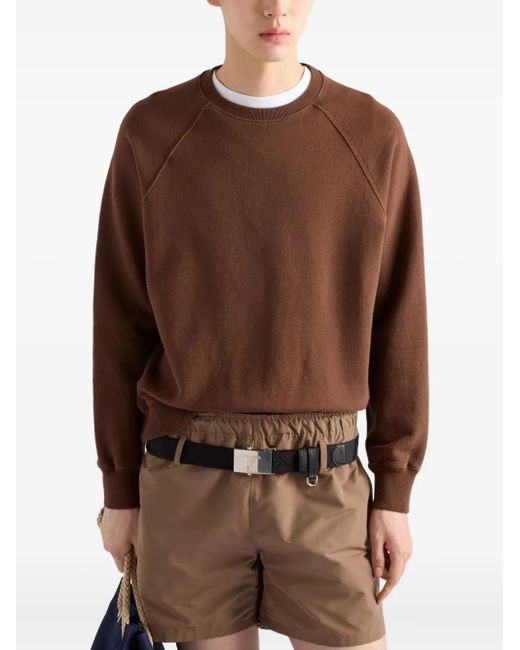 Prada Pullover mit Logo-Patch in Brown für Herren