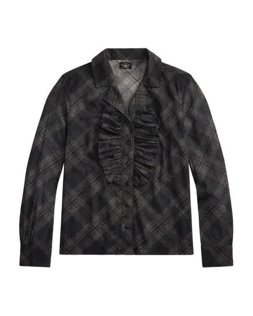 RRL Black Ruffled Plaid Shirt