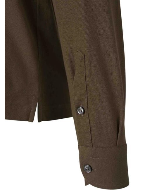 Gran Sasso Brown Long-Sleeve Cotton Polo Shirt for men