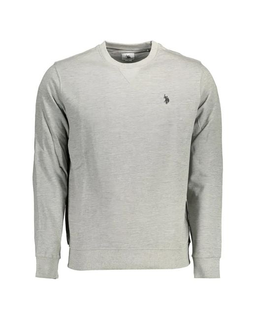 U.S. POLO ASSN. Gray Logo-Embroidered Crew-Neck Sweatshirt for men