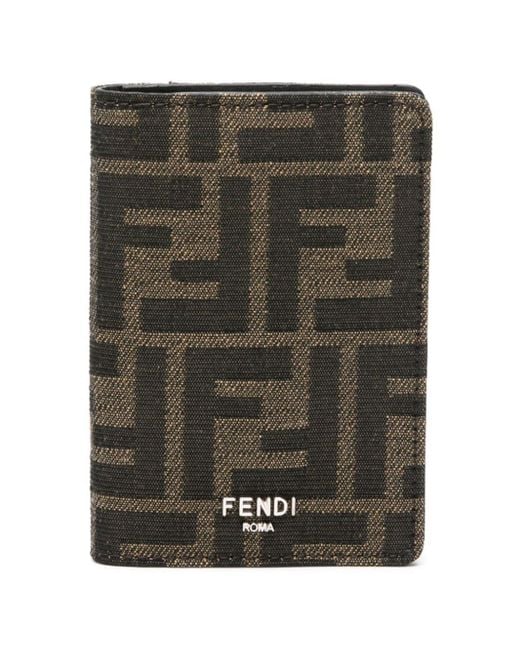 Fendi Green Ff-jacquard Leather Wallet for men