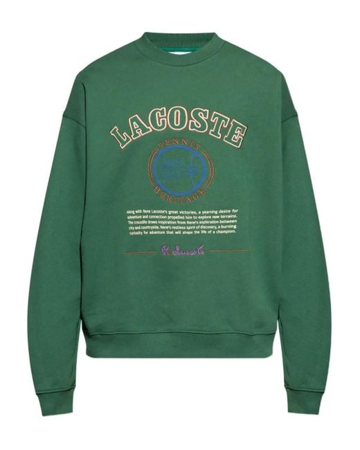 Felpa Con Ricamo Heritage di Lacoste in Green da Uomo