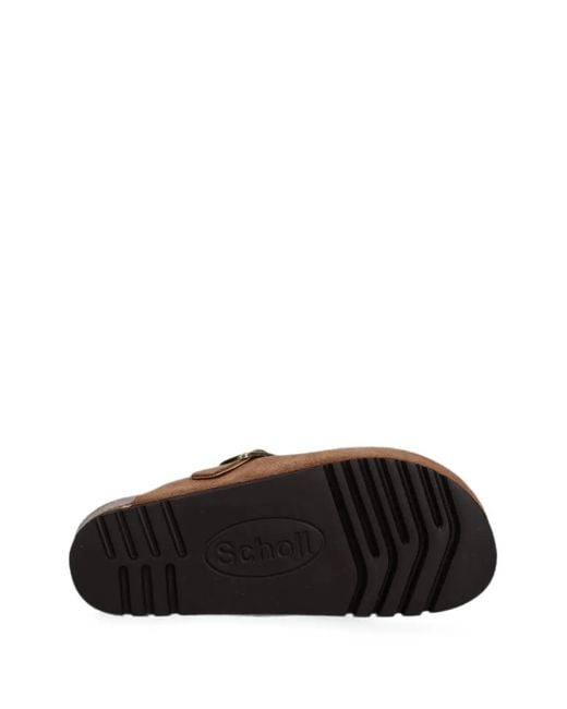 Scholl Brown Buckle-Fastening Suede Clogs