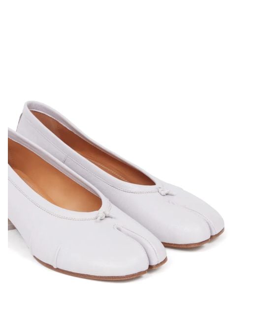 Maison Margiela White Unique Split-Toe Flats With Low Block Heel