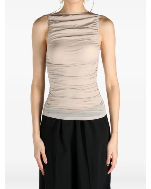 Paloma Wool Natural Ruched Sleeveless Top