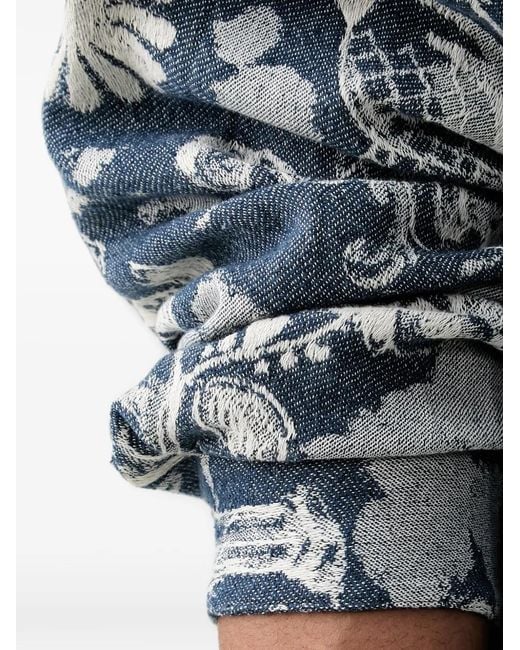 Scotch & Soda Blue Jacquard-Patterned Button-Up Jacket for men
