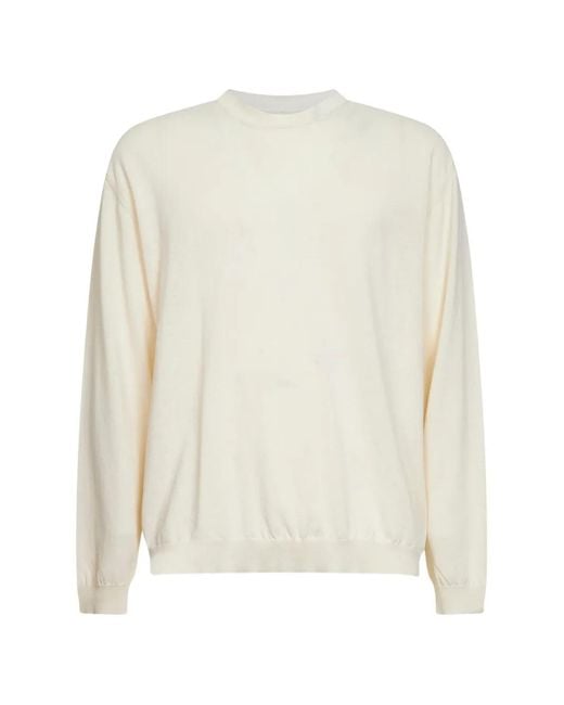 Uma Wang White Off Wool And Silk Crepe Crewneck Sweater for men
