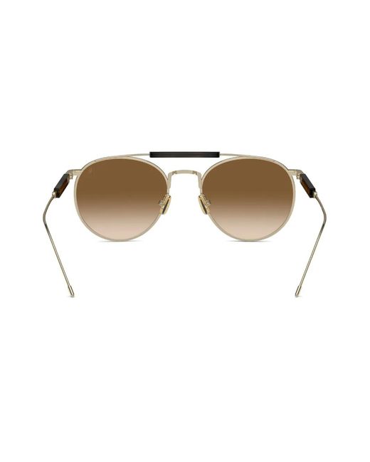 Brunello Cucinelli Brown Lunettes De Soleil Bc2004St À Monture Ronde