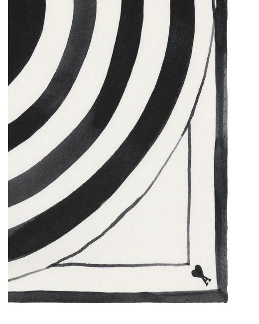 AMI White Place Des Victoires Printed Silk Scarf