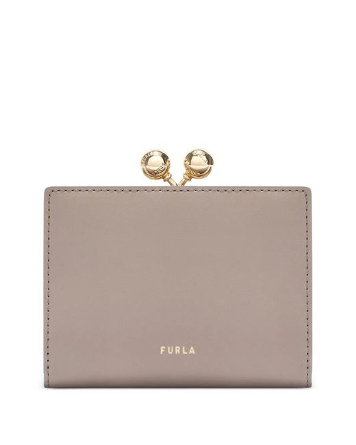 Furla Gray Dots Printed Clasp Wallet