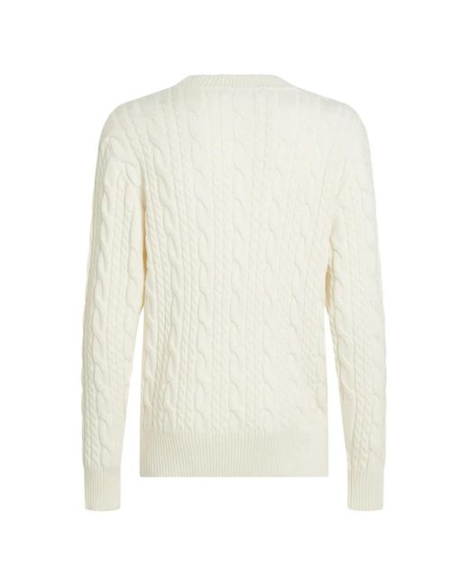 Karl Lagerfeld White Kameo Cable-Knit Sweater for men