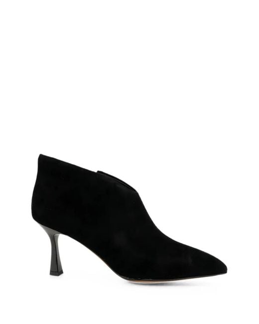 Linda Baumann Black Pointed-Toe Suede Ankle Boots