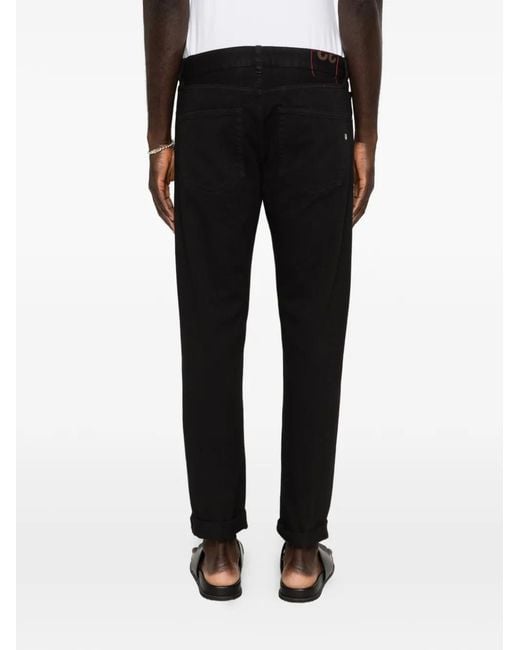 Dondup Black Cuffed Jeans for men