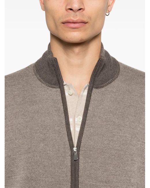 Gran Sasso Gray Zip-Fastening Cardigan for men