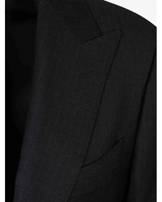 Canali Black Pinstripe-Pattern Single-Breasted Suit for men