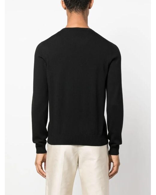 Fay Black Round-Neck Virgin-Wool Sweater for men