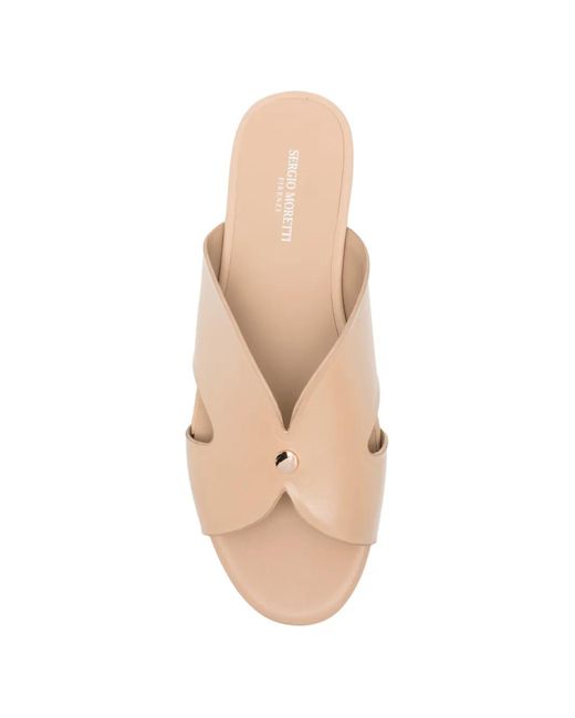 SERGIO MORETTI FIRENZE White Cut-Out Leather Sandals