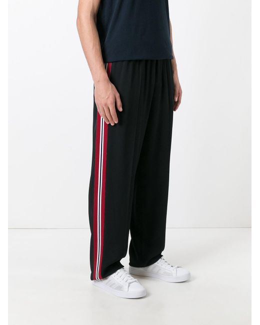 black with white stripe track pants