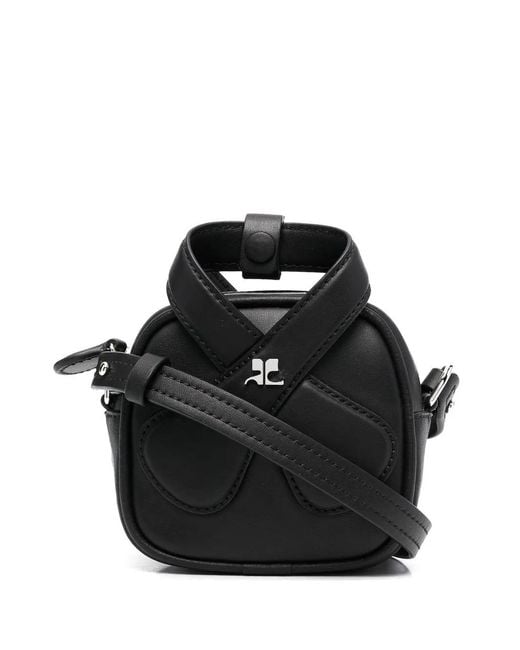 Courreges Black Loop Leather Crossbody Bag