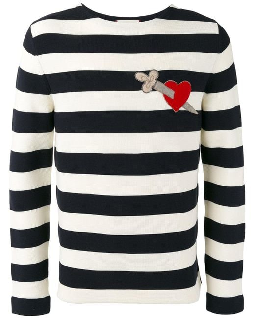 Gucci Blue Heart Dagger Striped Sweatshirt for men