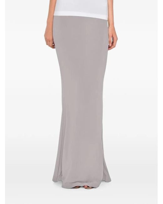 Norma Kamali Gray Obie Fishtail-Hem Maxi Skirt