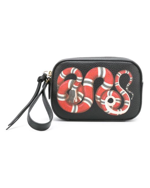 Gucci Black Snake Printed Camera Bag