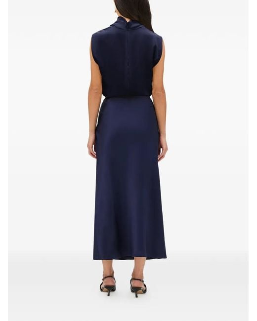 Another Tomorrow Blue Cowl-Neck Draped Top