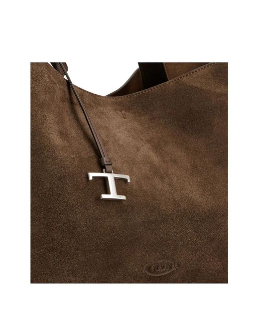 Tod's Brown Dark Suede Leather Top Handle Bag