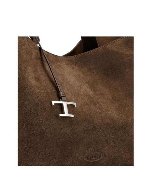 Tod's Brown Dark Suede Leather Top Handle Bag