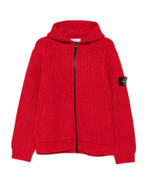 Stone Island 5100069 Fisherman's Kapuzenjacke aus Wolle in Red für Herren
