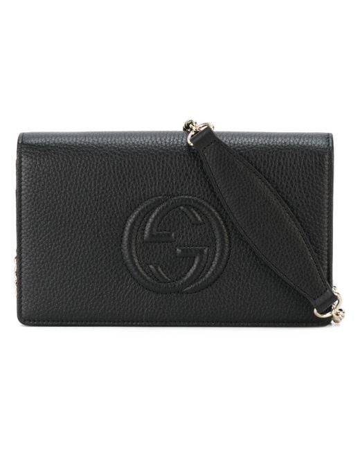 Gucci Black Soho Wallet With Chain