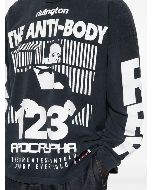 RIVINGTON roi Rebis Black Graphic-Print Long-Sleeve T-Shirt for men