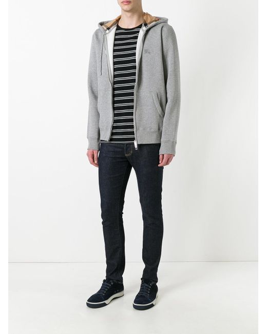 Burberry Zipup Hoodie in Gray for Men Lyst