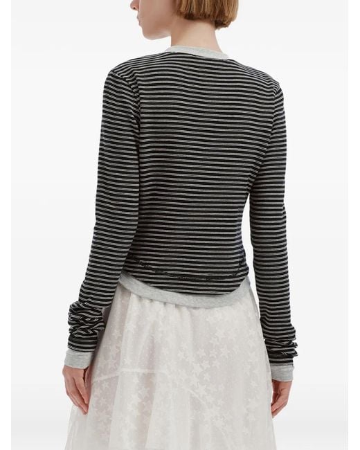 Mini Cream Gray Striped Layered-Effect T-Shirt