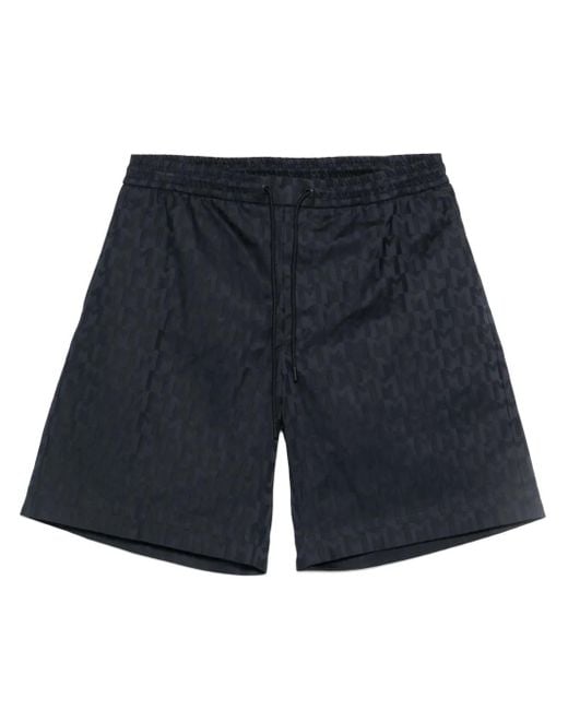 Moncler Blue Monogram-Jacquard Shorts for men
