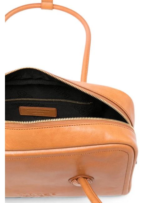 MARGE SHERWOOD Orange Logo-Debossed Leather Tote Bag
