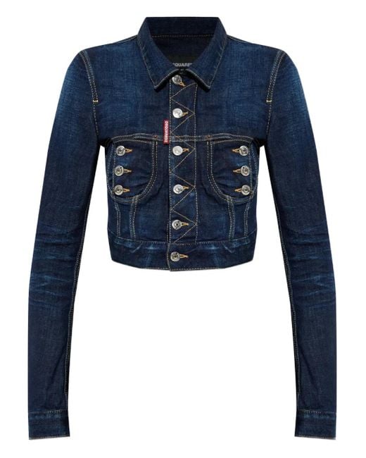 DSquared² Blue Cropped Denim Jacket